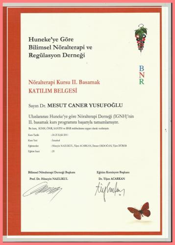 N�ralterapi Kursu II.Basamak Kat�l�m Belgesi  