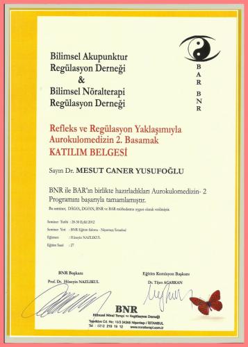 Refleks ve Reg�lasyon Yakla��m�yla Aurokulomedizin 2.Basamak Kat�l�m Belgesi   