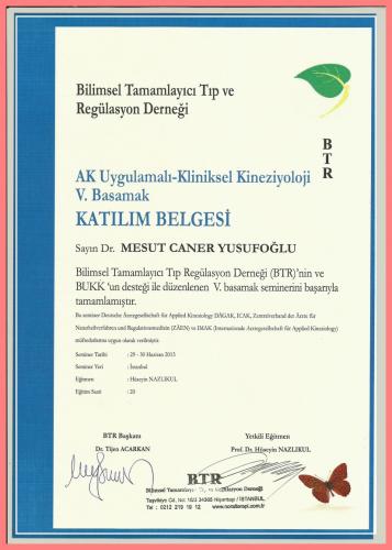 AK Uygulamal�-Kliniksel Kinezyoloji V.Basamak Kat�l�m Belgesi     