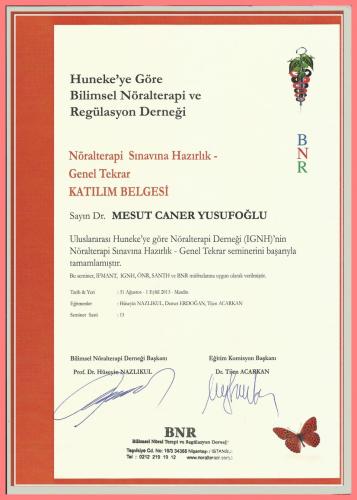 N�ralterapi S�nav�na Haz�rl�k- Genel Tekrar Kat�l�m Belgesi   