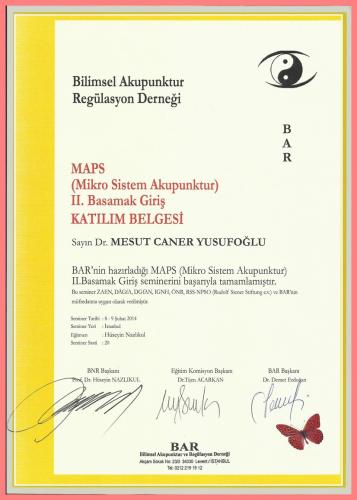 MAPS (Mikro Sistem Akupunktur) II.Basamak Giri� Kat�l�m Belgesi   